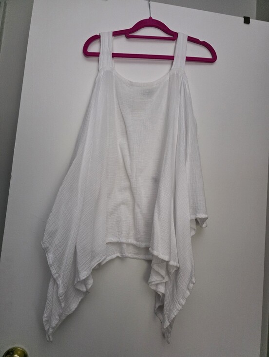 Oh My Gauze! Tops - Oh My Gauze! White Flowy Gauze Tank Top